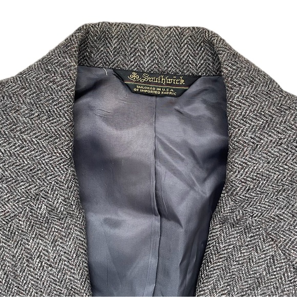 Vintage | Brown Grey 100% Wool Oversized Single Breasted Blazer - Picture 4 of 9